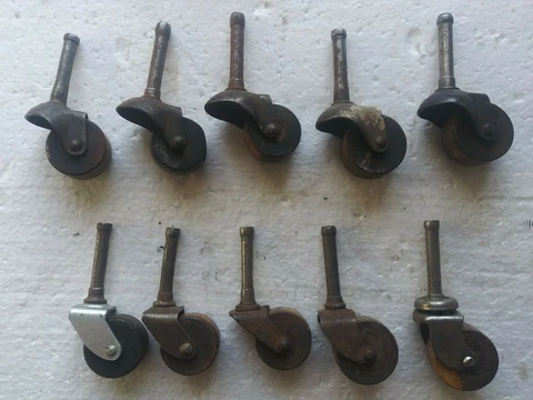 Vintage Wood Wooden Furniture Caster Wheels Lot of 10 Cover