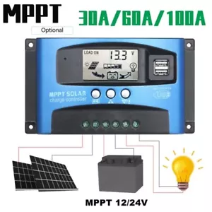 Controller Carica Solare, 100A 60A 20A Controller Pannello Solare 12V/24V PWM Auto - Foto 1 di 16
