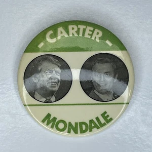 Jimmy Carter Walter Mondale Vintage Political Campaign Pinback Button - Picture 1 of 5