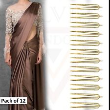 12x Small Gold Brooch Hijab Pins Metal Safety Pins Saree Pin Scarfs Head Pins