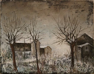 SERGIO FENZI Öl auf Leinwand 40 x 50 Schneefall Val Padana preisgekröntes Werk - Bild 1 von 8