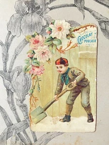 Chromo Chocolat Poulain Garçon à la pelle  Publicité Paris  - Picture 1 of 2