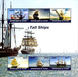 Chad 2017 Tall Ships, Sailing Ships, Flags 6v Souvenir Sheet MNH (L-67)