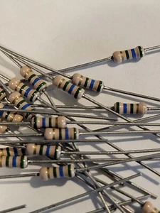 5.6 Meg Ohm Resistors, 1/4 W, 5% (Pack of 25) Bands are Green-Blue-Green-Gold - Picture 1 of 1