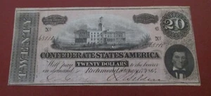 1864 Confederate States of America $20 Twenty Dollars Note / Bill Obsolete - Picture 1 of 2