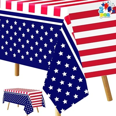 2 Pack 4th of July Tablecloths, 54 x 108 Inch American Flag Table Covers - Image 1 of 4