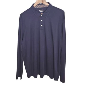 UNTUCKit Long Sleeve Polo Shirt Cotton Damaschino Placket Casual Navy Mens XXL - Picture 1 of 7