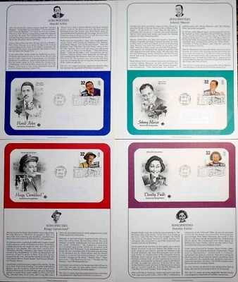 1996 Songwriters FDCs 4 different Sc 3100-3103 with PCS cachets, full info pages - Image 1 of 4