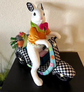 MacKenzie-Childs Calico Bunny on Vespa Large Fabric Figure Easter Spring NEW - Picture 1 of 12