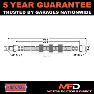 Fits Volvo 960 1990-1996 V90 1996-1998 S90 1996-1998 Brake Hose Rear Borg & Beck - Picture 1 of 4