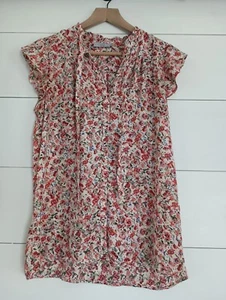 Flutter Sleeve Floral Top Blouse Romantic Feminine Cottagecore Size Small - Picture 1 of 10