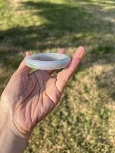 Lavender Green 100% Natural Grade A Jadeite Jade Bangle Bracelet 54mm A955 - Picture 1 of 14