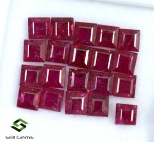 4.21 Karat Natürliche Rubin Quadrat Schliff 3 MM Menge 15 Stück Kalibriert Lose - Picture 1 of 4