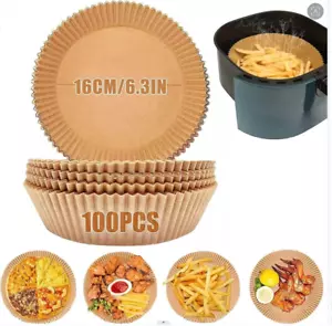 100pcs Air Fryer Disposable Non-Stick Baking Steamer Paper Liner Parchment Round - Picture 1 of 13