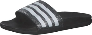 Adidas Unisex Kinder Adilette Comfort Slides Schwarz/Silber Glitzer 11 UK (REFH16) - Bild 1 von 6