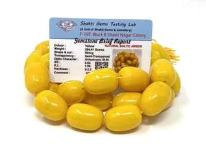 Natural and AAA+ Certified Oval Beads Big Size Yellow Baltic Amber Mala - Picture 1 of 3