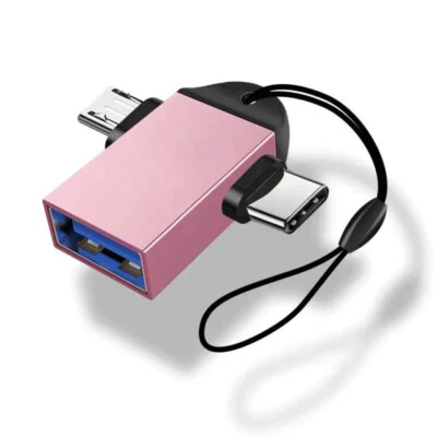 Adaptador OTG 2 em 1 USB 3.0 fêmea para micro USB macho e pino conector USB C macho - Imagem 1 de 4