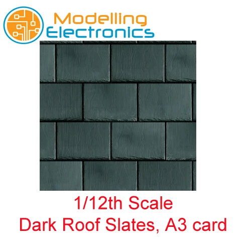 Dolls house 1/12th scale Dark Roof Slates - A3 sheet card - Image 1 of 1