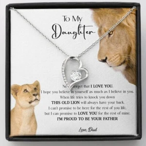 Collana A Mia Figlia, Regalo Natale Per Figlia Da Papà, Figlia Padre Leone - Foto 1 di 19