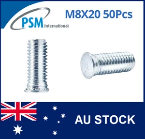 SELF CLINCHING STUD M8 X 20 STEEL ZINC PLATED PSM09185 PSM PFHM820Z X50 - Picture 1 of 4