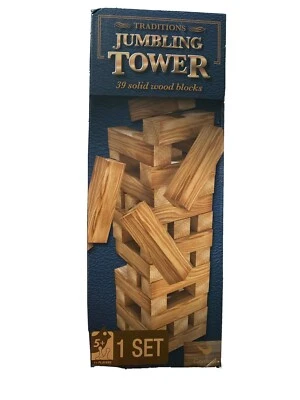 Traditions Jumbling Tower Classic 39 Wooden Blocks Strategy Game New - Image 1 of 4