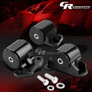 BLACK ALUMINUM 2-BOLT ENGINE TORQUE MOUNT FOR EG/EH/DC B/D D15/D16 B16/B18 SWAP - Foto 1 di 5