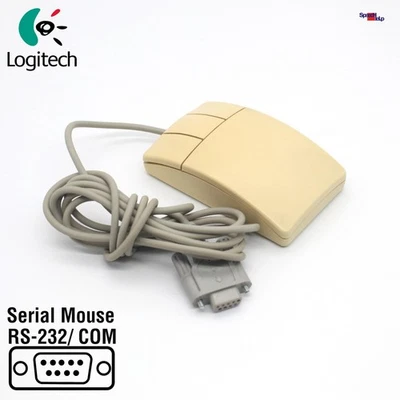 Original Logitech M30 Serial Mouse RS-232 Com Port Computer Dos Driver Retro Old - Image 1 of 4
