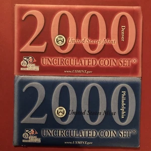 2000 US Mint Set 20 Coin Uncirculated Set Complete Philadelphia & Denver W/ OGP - Picture 1 of 8