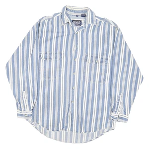 POINT ZERO Mens Blue & White Striped Shirt Cotton Blend M Long Sleeve Casual - Picture 1 of 6