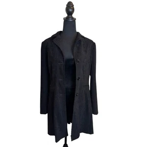 Vintage 90s Fashion Bug Pinstripe Black Button Front Blazer Size 8 - Picture 1 of 8
