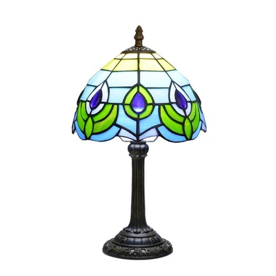 蒂芙尼灯彩色玻璃灯小型床边台灯客厅床... — 第 1/4 张图片