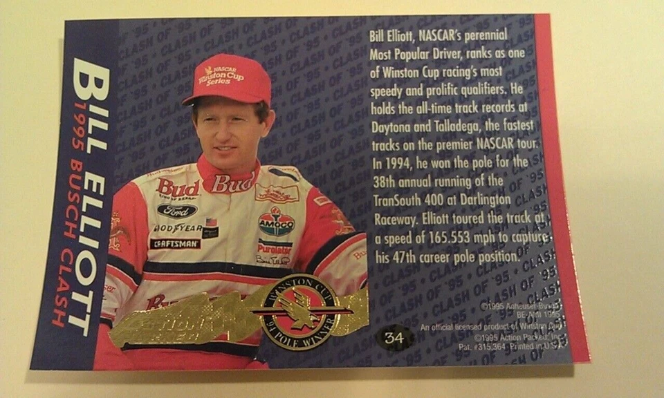 Bill Elliott #34 Winston Cup Preview NASCAR 1995 Action Packed UNFOLDED - Image 1 of 1