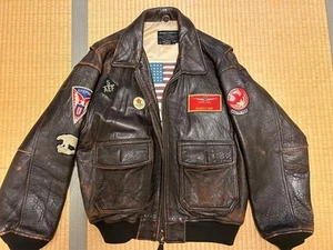 Chaqueta de bombardero de vuelo de cuero AVIREX tipo G-1 para hombre talla M color marrón 2506SM - Imagen 1 de 7