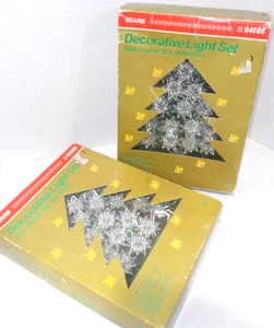 Set of 2 SEARS Decorative LIGHT SET 30 Lights w/ DOUBLE STAR REFLECTORS *VINTAGE - Picture 1 of 21