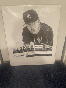 pencil sketch of Derek Jeter in front of Yankee Stadium by Robert Stephen Simon. - Picture 1 of 2