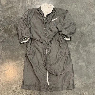 Bata de baño FRETTE con cinturón grande gris blanco pavo 100 % algodón bolsillos de lujo Foto 1 de 4