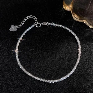 Zircon Bracelet Stainless Steel Chain Band Adjustable Rhinestone Shiny 1 Pc - Picture 1 of 36