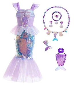 Little Girls Princess Mermaid Costume for Girls Dress 5-6 Years Bling-rainbow - Picture 1 of 7
