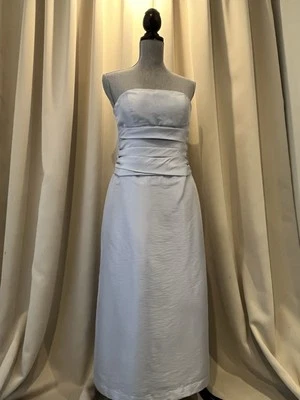 Vestido de graduación Bill Levkoff gris satinado  Foto 1 de 4