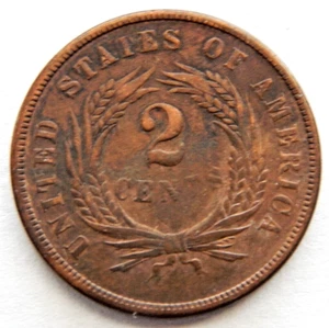 1864 Two Cent Piece, Large Motto, Gorgeous RED/BROWN, Solid Gem BU++ RB, Tough! - Picture 1 of 3