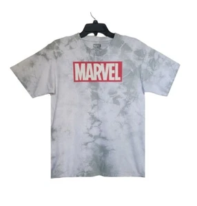 ⭐Marvel M Kids Tie-dye White Gray Red Graphic Print Cotton T-shirt MARVEL logo - Picture 1 of 5