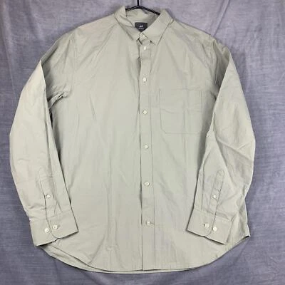 NWT HM Mens Size Large Regular Fit Button-Up Long Sleeve Shirt  Light Gray Foto 1 de 4