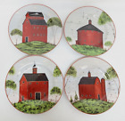 Vintage Barns By Warren Kimble Set of 4 Stoneware Salad or Dessert Plate NEW