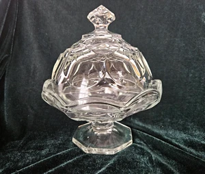 Vintage L.E. Smith Clear Glass Footed Dominion Cove Candy Bowl Box Dish No. 354 - Picture 1 of 8