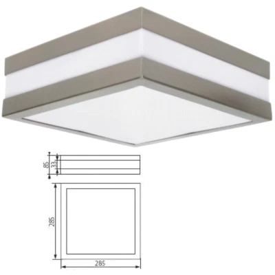 Außen Decken Lampe rund IP44 Chrom Matt 28,5x28,5x8, Innen- und Außenbeleuchtung - Bild 1 von 2