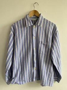 Derek Rose Pyjama Top Mens Large Blue White Striped Cotton Long Sleeve - Picture 1 of 15