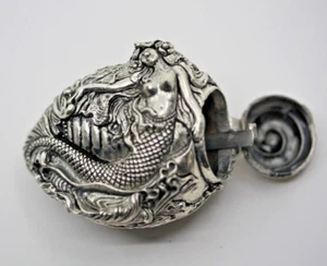 Mermaid Shell Silver Plated Match Safe Vesta Case - Picture 1 of 7