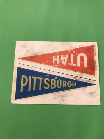 RARE PITT PANTHERS UTAH UTES 1961 NU CARDS PENNANT TRANSFER STICKER Cover
