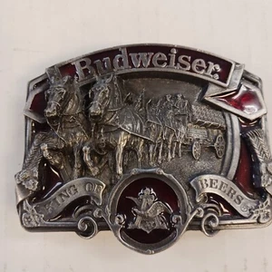 VINTAGE 1970s **BUDWEISER** BEER ADVERTISEMENT BELT BUCKLE KING OF BEERS - Picture 1 of 8