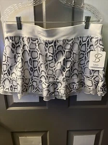 Sofibella UV Colors Doubles 13 Inch Women's Tennis Skort White with Black/Gray N - Picture 1 of 9